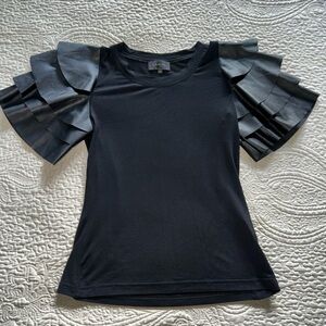 🖤 GRACIA BLACK RUFFLE SLEEVE BLOUSE TOP S 🖤